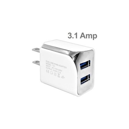 Swe-Tech 3C 2 Port USB Wall Travel Charger, 2 USB A Charging Ports, 3.1 Amps total, White FWT90W1-30320WH